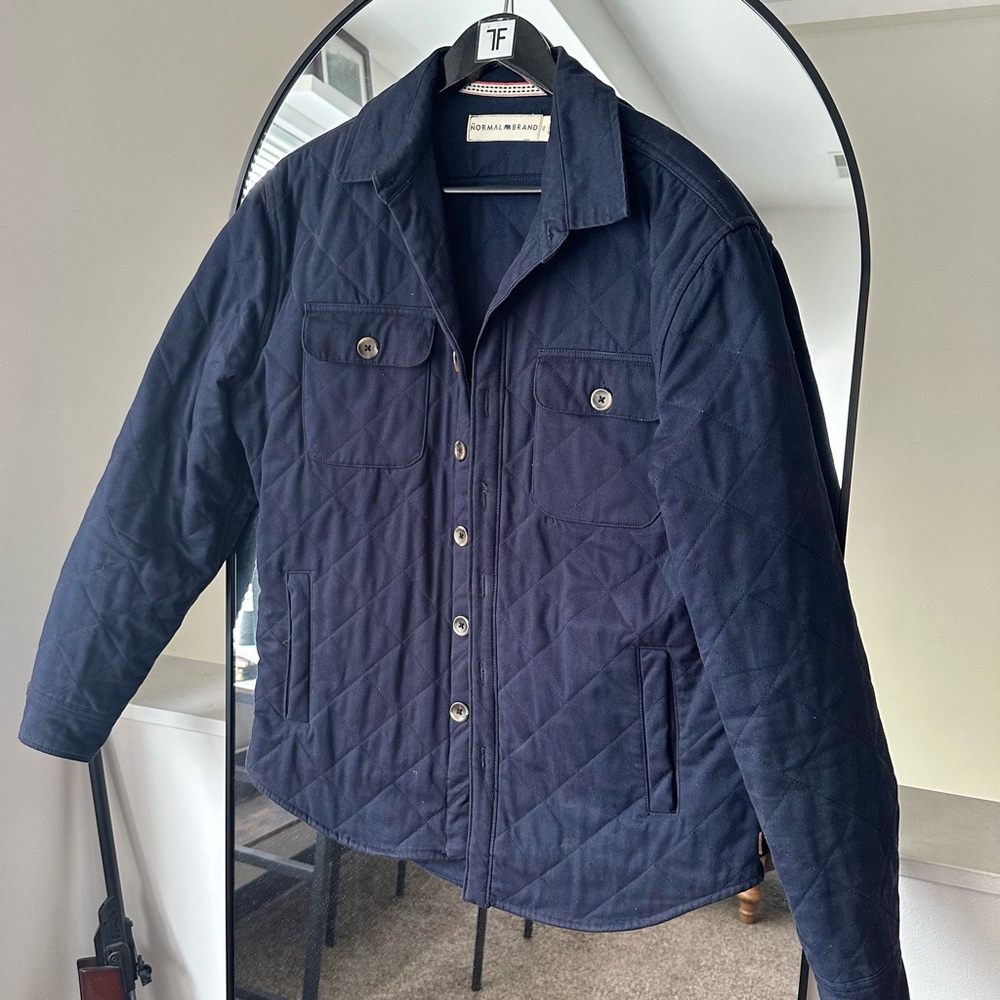 Quilted Button Down Navy Jacket. - image 1